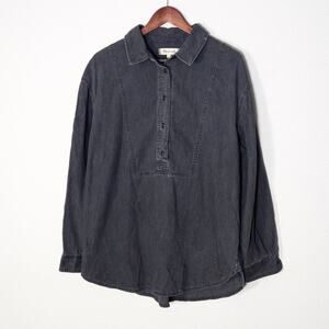 Madewell Women’s Pullover Shirt XL Coastal Retro 80s Casual Washed Cotton Black